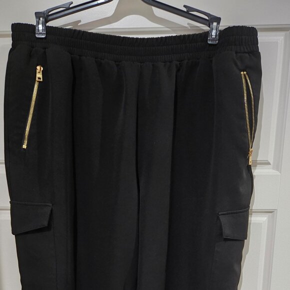 Marc New York 3X black cargo joggers with bold gold zippers - Picture 1 of 11